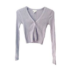 H&M Light Purple Ribbed Knit Cardigan Sz S